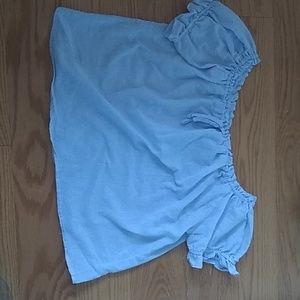 Off the shoulder blue striped shirt